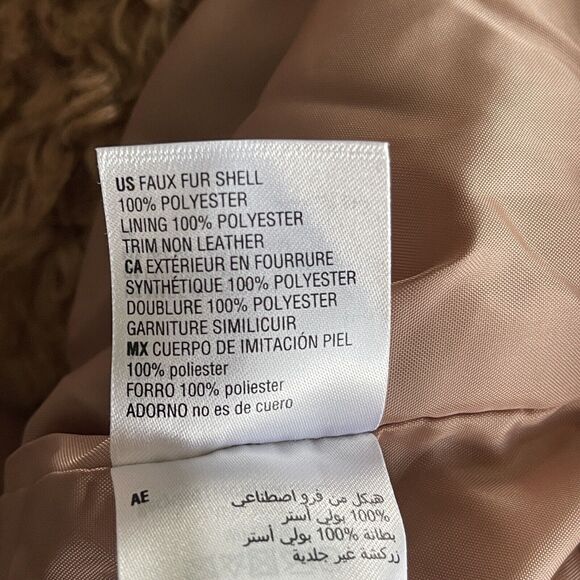 INC Small Faux Fur Vest Full-Zip Sleeveless Lined Pockets Collared Clay Tan New - Picture 11 of 12